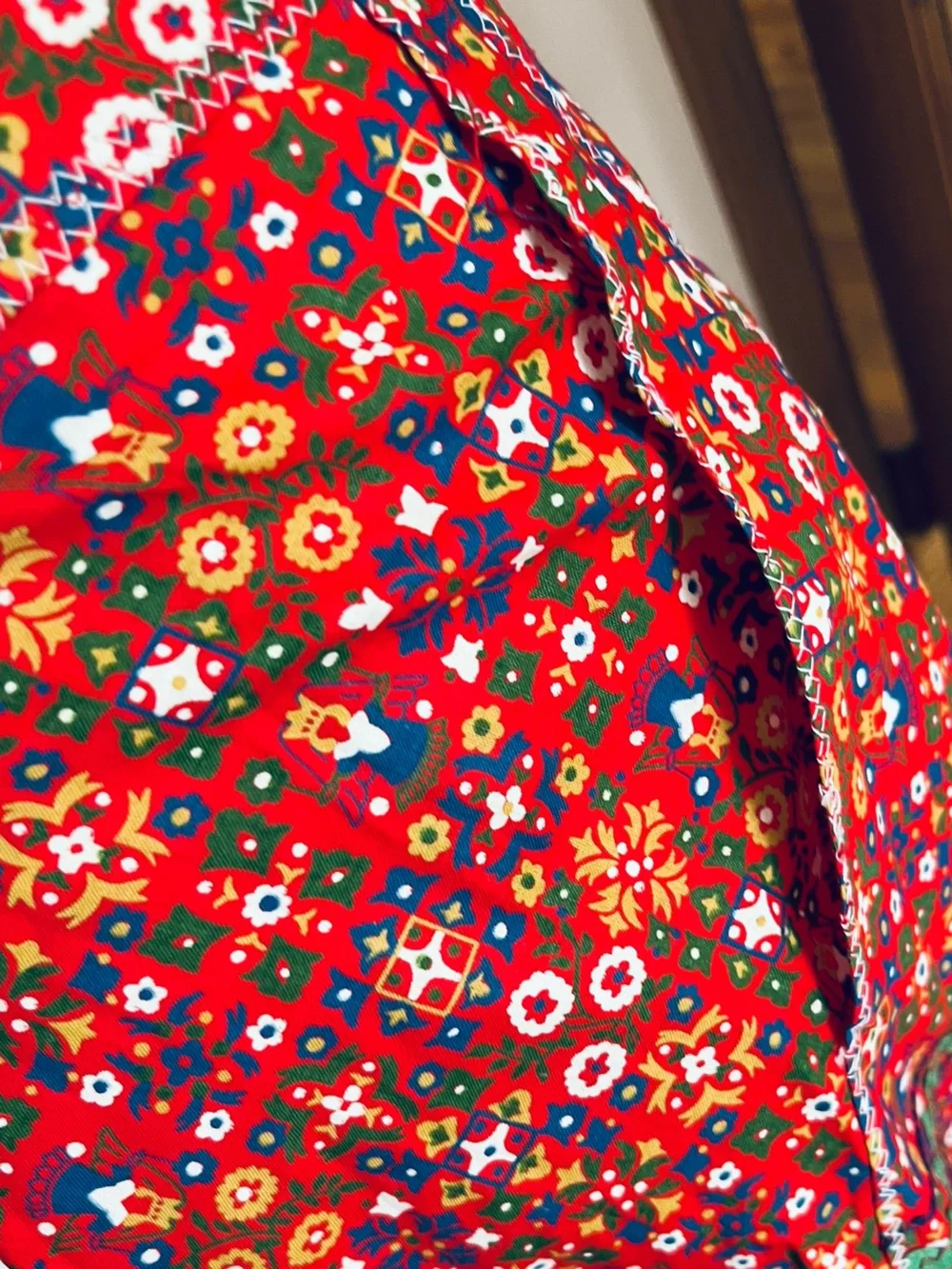 Vintage Handcrafted Polish Red Floral Apron